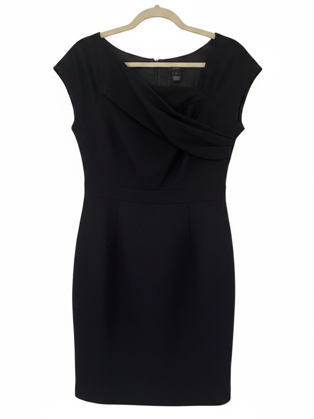 J. Crew Navy 100% Wool Draped Neck Sheath Dress Size 6 Career Work Office